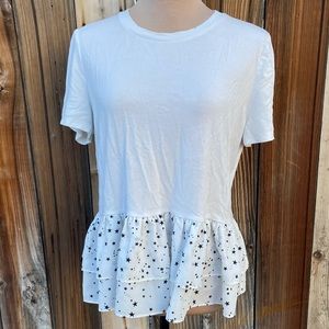 Kate Spade white peplum Star top